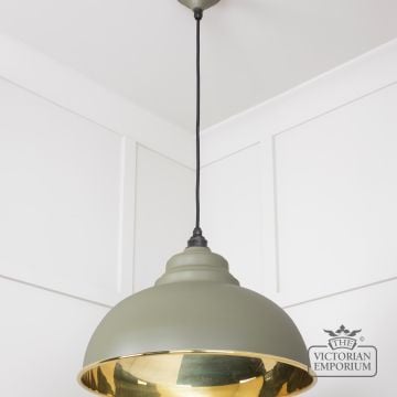 Harlow Pendant Light In Smooth Brass With Painted Tump Exterior 49522tu 2 L