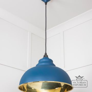 Harlow Pendant Light In Smooth Brass With Painted Upstream Exterior 49522u 2 L
