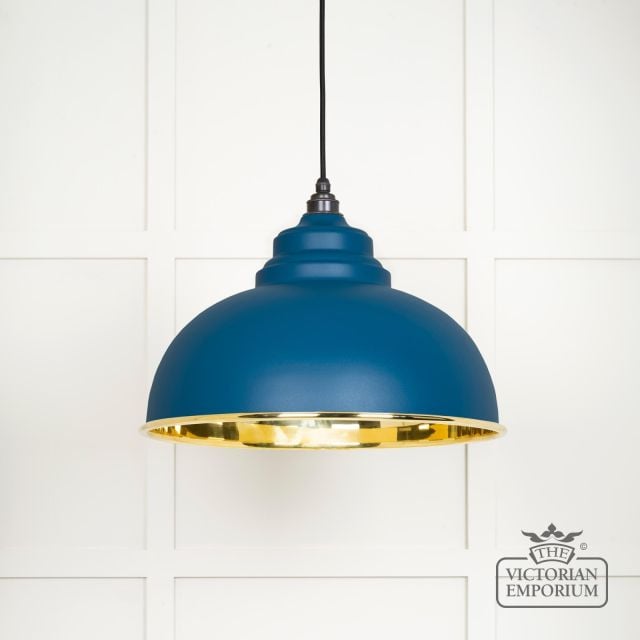 Harlow Pendant Light In Smooth Brass With Painted Upstream Exterior 49522u Main L