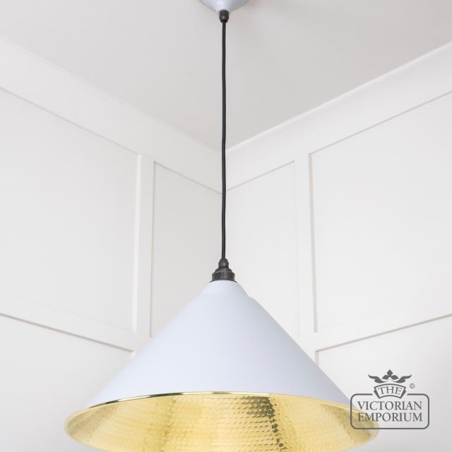 Hockliffe Pendant Light In Birch And Hammered Brass 49523bi 2 L