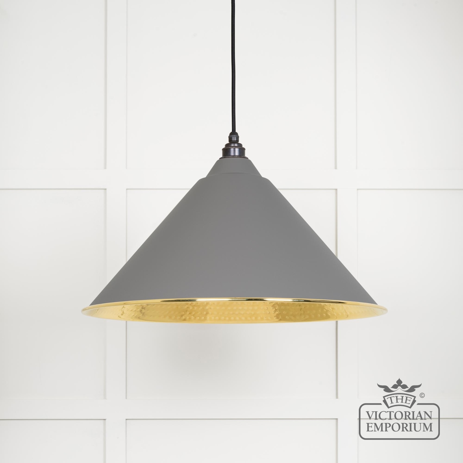 Hockliffe pendant light in Bluff and Hammered Brass
