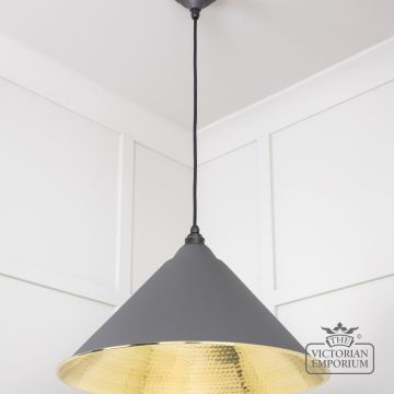 Hockliffe Pendant Light In Bluff And Hammered Brass 49523bl 2 L