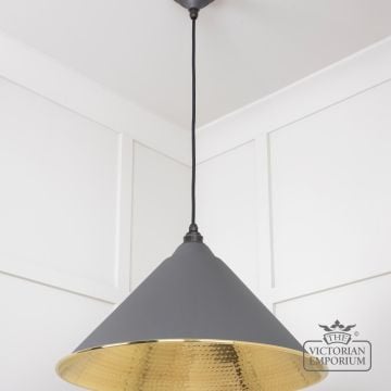 Hockliffe Pendant Light In Bluff And Hammered Brass 49523bl 3 L