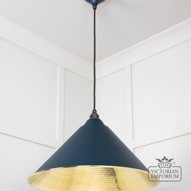 Hockliffe Pendant Light In Dusk And Hammered Brass 49523du 2 L