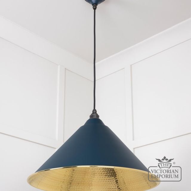 Hockliffe Pendant Light In Dusk And Hammered Brass   49523du 3 L