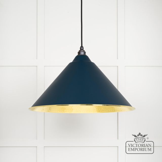 Hockliffe Pendant Light In Dusk And Hammered Brass 49523du Main L