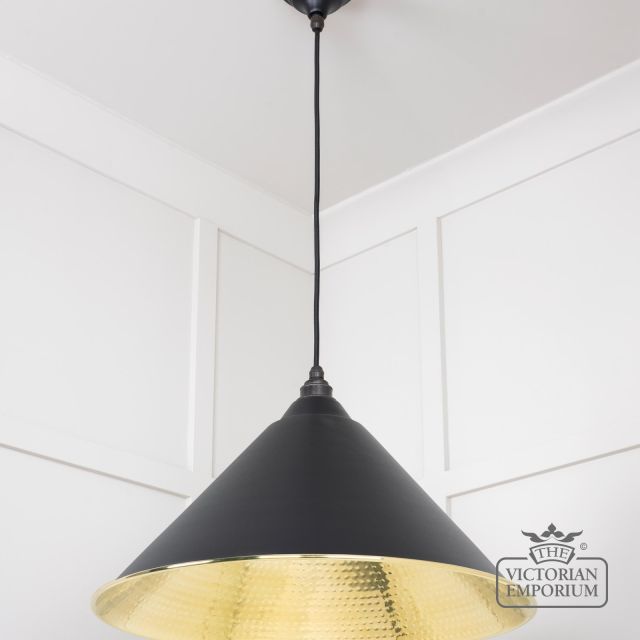 Hockliffe Pendant Lightin Black And Hammered Brass 49523eb 2 L