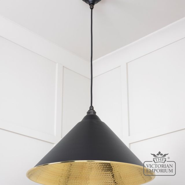 Hockliffe Pendant Lightin Black And Hammered Brass 49523eb 3 L