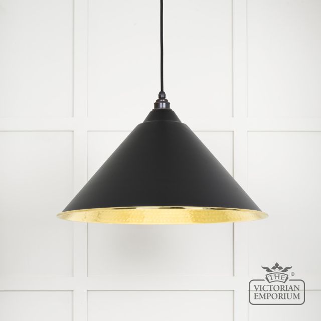 Hockliffe Pendant Lightin Black And Hammered Brass 49523eb Main L