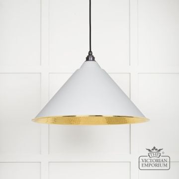 Hockliffe Pendant Light In Flock And Hammered Brass 49523f 1 L