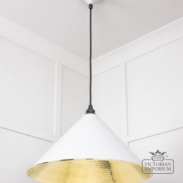 Hockliffe Pendant Light In Flock And Hammered Brass 49523f 2 L