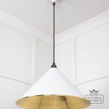 Hockliffe Pendant Light In Flock And Hammered Brass 49523f 3 L