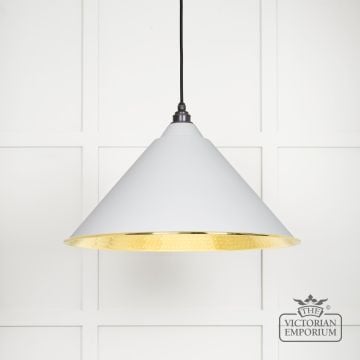 Hockliffe Pendant Light In Flock And Hammered Brass 49523f Main L