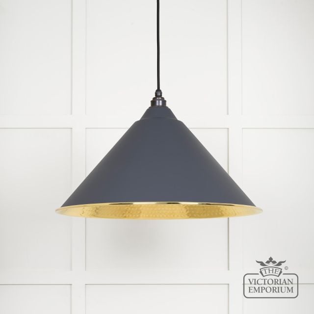 Hockliffe pendant light in Slate and Hammered Brass