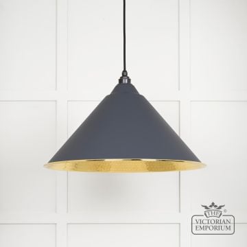 Hockliffe Pendant Light In Slate And Hammered Brass 49523sl 1 L