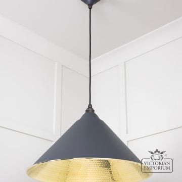 Hockliffe Pendant Light In Slate And Hammered Brass 49523sl 2 L