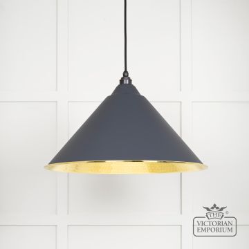Hockliffe Pendant Light In Slate And Hammered Brass 49523sl Main L