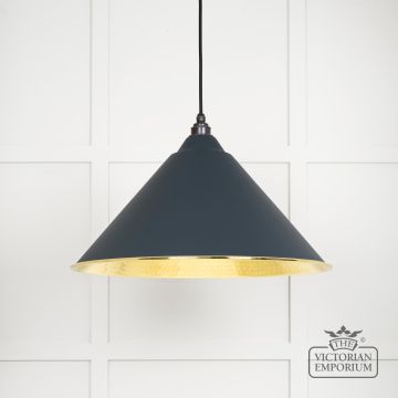 Hockliffe Pendant Light In Soot And Hammered Brass 49523so Main L