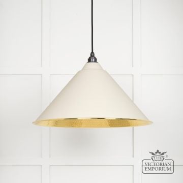 Hockliffe pendant light in Teasel and Hammered Brass