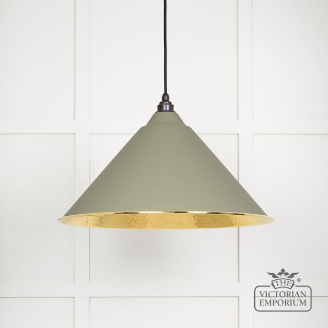 Hockliffe pendant light in Tump and Hammered Brass