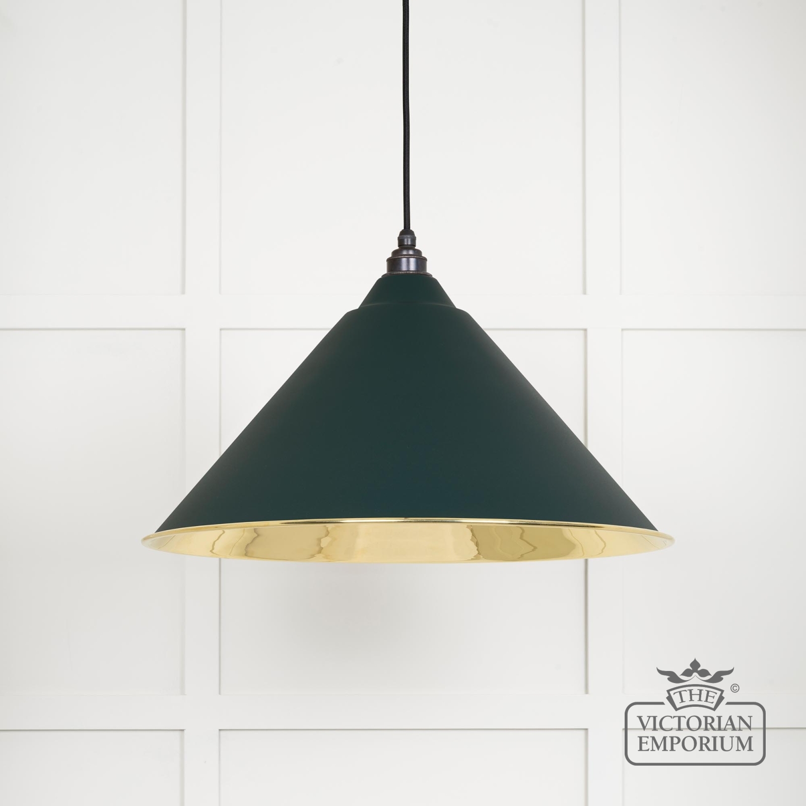 Hockliffe pendant light in Dingle and Smooth Brass