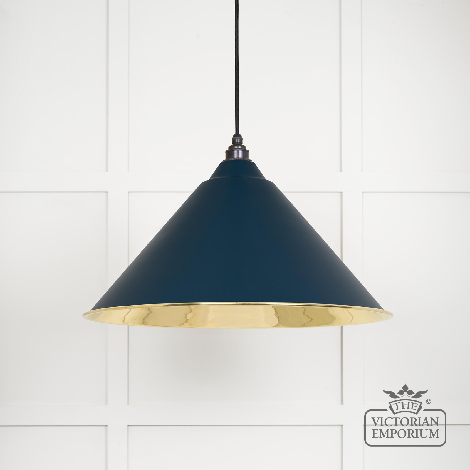 Hockliffe pendant light in Dusk and Smooth Brass