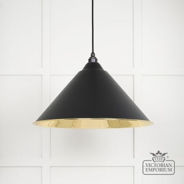 Hockliffe pendant light in Black and Smooth Brass