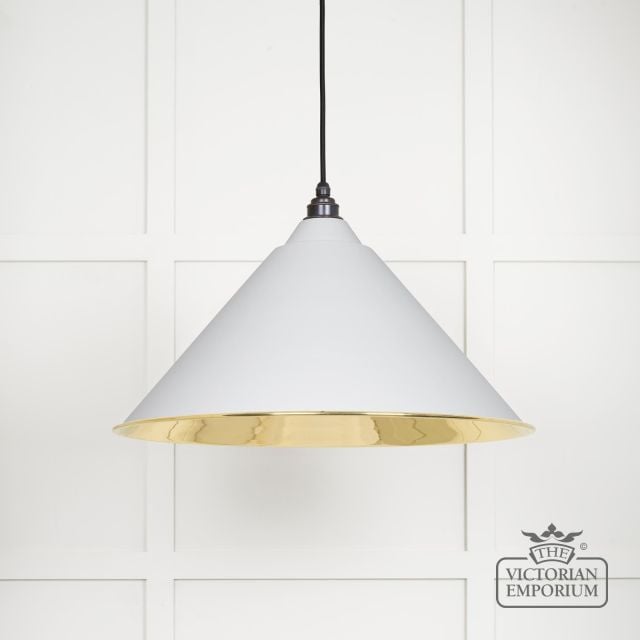Hockliffe pendant light in Flock and Smooth Brass