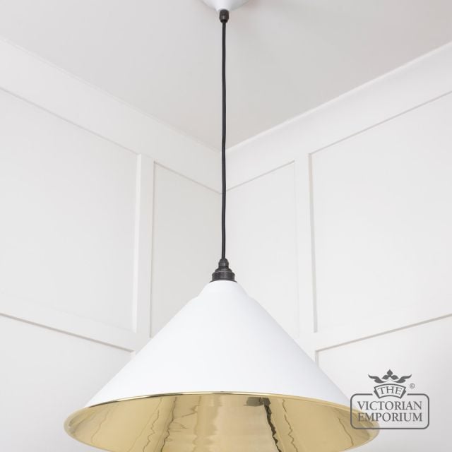 Hockliffe Pendant Light In Flock And Smooth Brass 49524f 3 L