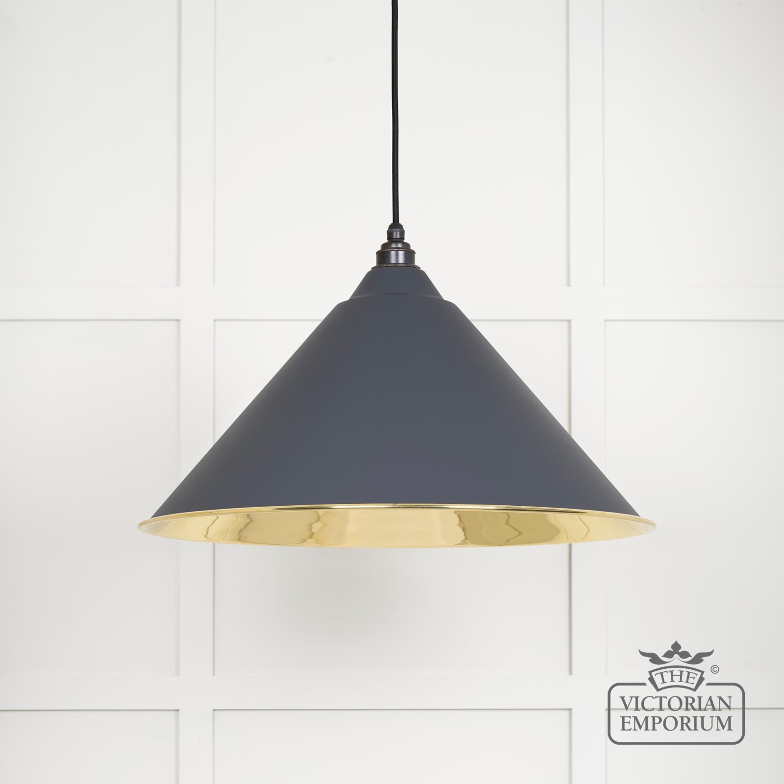 Hockliffe pendant light in Slate and Smooth Brass