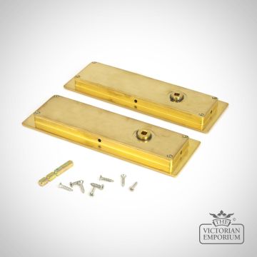 Polished Brass Art Deco Rectangular Pull For Sliding Doors   Privacy Set 47161 2 L