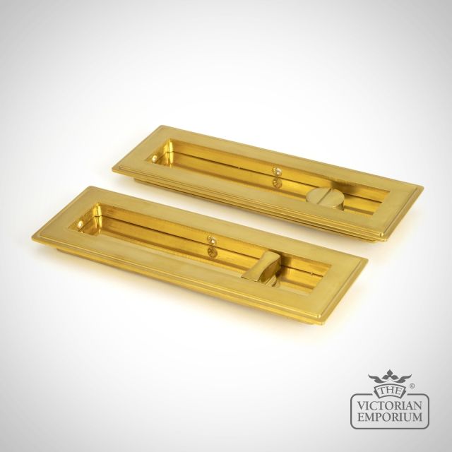 Polished Brass Art Deco Rectangular Pull For Sliding Doors   Privacy Set 47161 Main L