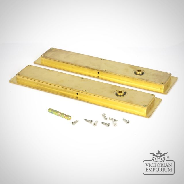 Polished Brass Art Deco Rectangular Pull For Sliding Doors   Privacy Set 47162 2 L