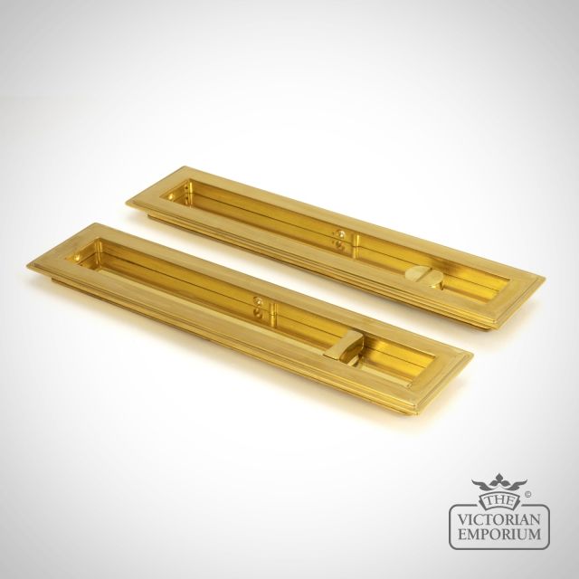 Polished Brass Art Deco Rectangular Pull For Sliding Doors   Privacy Set 47162 Main L