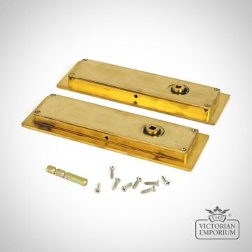 Polished Brass Plain Rectangular Pull For Sliding Doors   Privacy Set 47163 2 L
