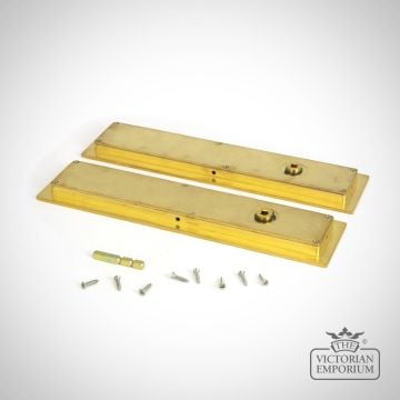 Polished Brass Plain Rectangular Pull For Sliding Doors   Privacy Set 47164 2 L