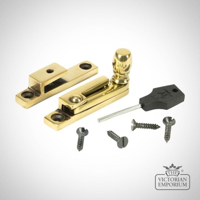 Aged Brass Mushroom Quadrant Fastener   Narrow  For Sash Windows 45481 1 L