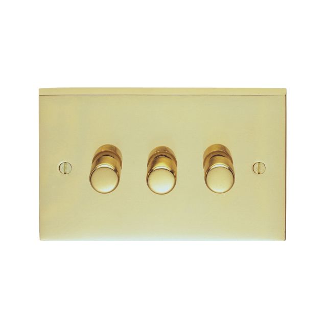 3 Gang 250w Dimmer Switch in brass, chrome or satin chrome