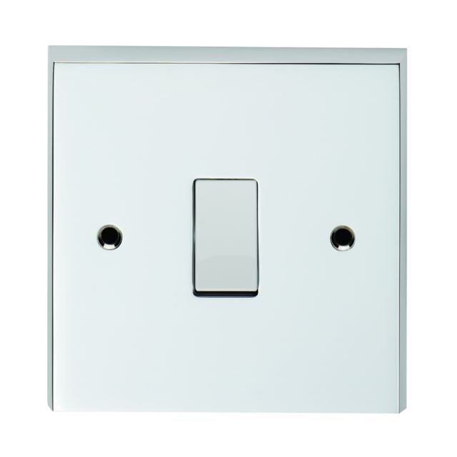 1 gang switch in grid form in brass, chrome or satin chrome