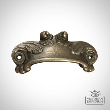 Kenrick Fancy Foliage Cup Handle in Antique Brass or Antique Iron