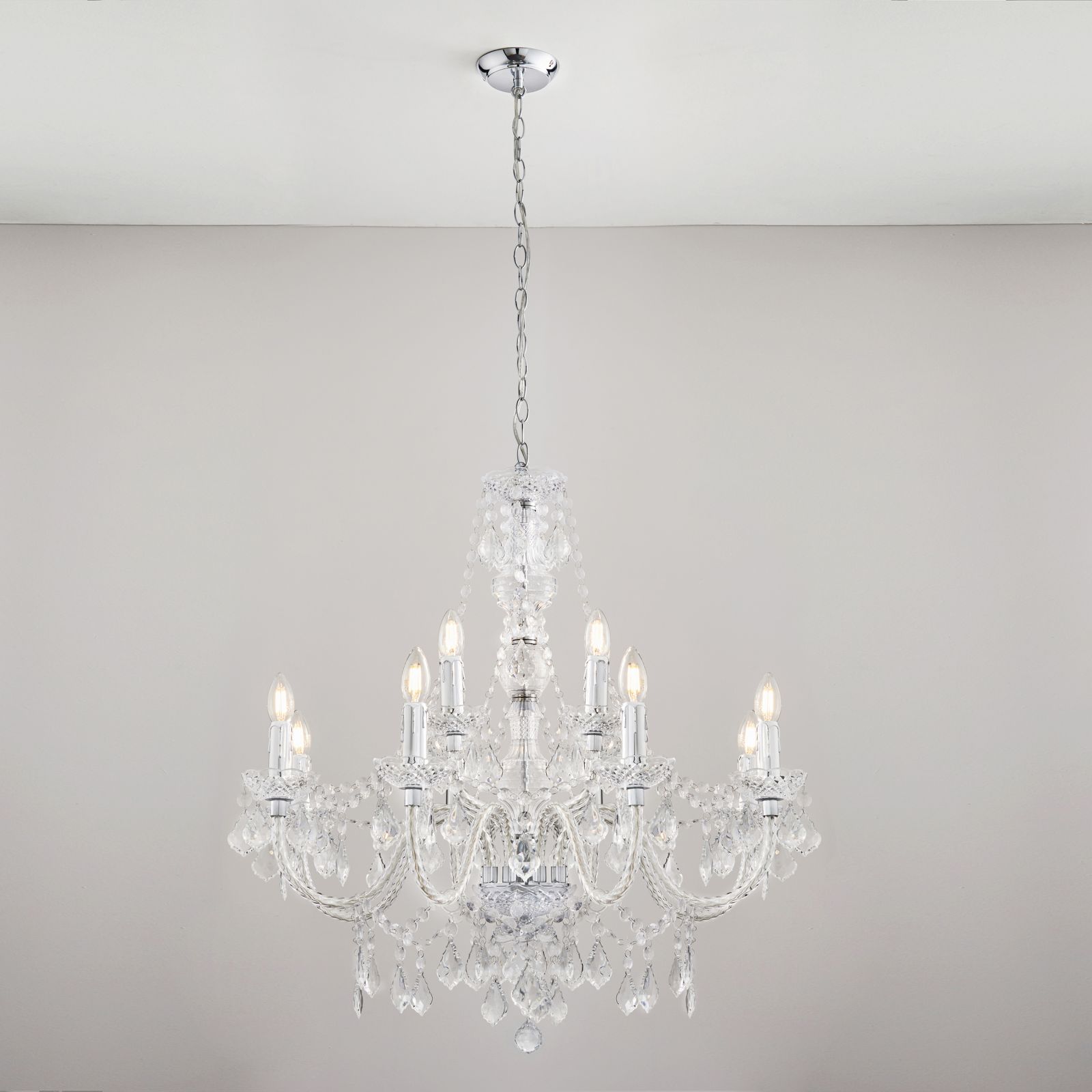 Clarence 12 Light Polished Chrome Chandelier With Acrylic Beading