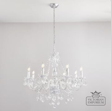 Clarence 8 Light Polished chrome Chandelier with clear acrylic beading