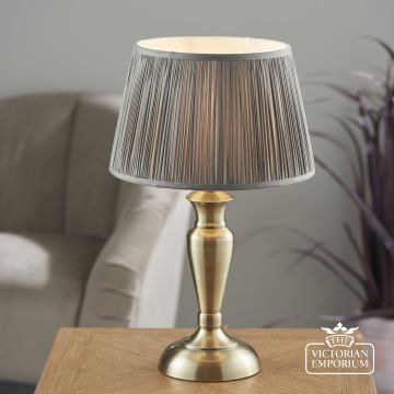 Olso Antique Brass Lamp Base With Freya Silk Pleated Shade 91085 2