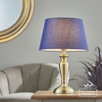 Olso Antique Brass Lamp Base with Evie Shade in a choice of colours