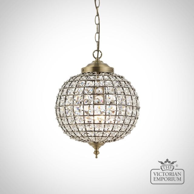 Tanaro Antique Brass Pendant Light With  Dome Shaped Cage Shade