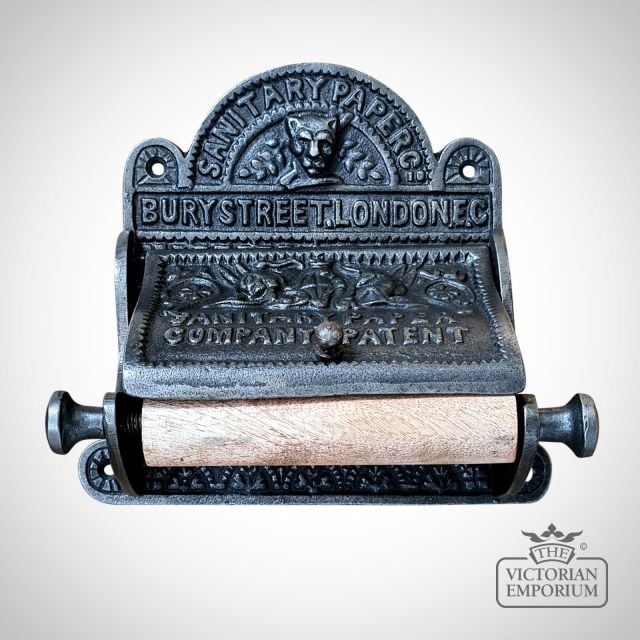 01.620a.ai.100  Toilet Roll Holder With Lid Bury St London Cast Antique Iron 150mm(4)