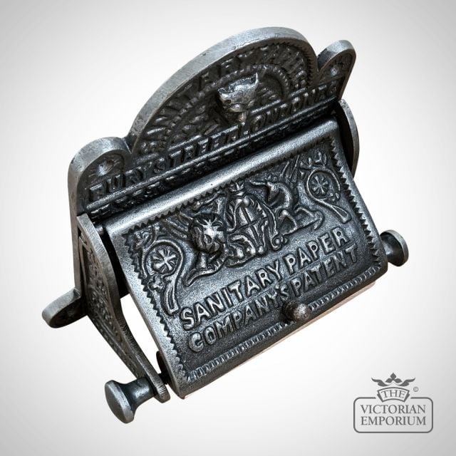 01.620a.ai.100  Toilet Roll Holder With Lid Bury St London Cast Antique Iron 150mm(5)