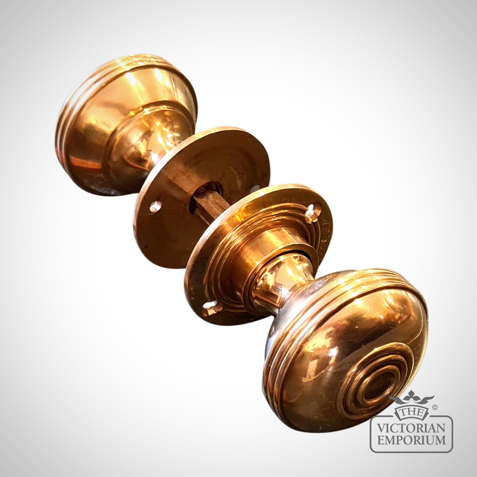 Door Knob with Circular Rings in Solid Brass