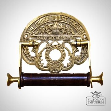 The Crown Solid Brass and Wood Toilet Roll Holder