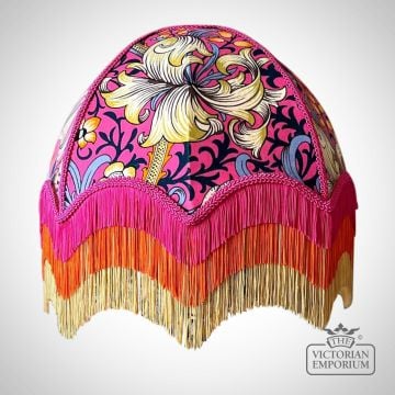 William Morris Golden Lily Pink Deluxe Decorative Fringed Lamp Shade in a Choice of Sizes